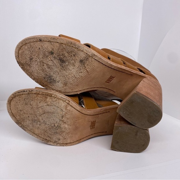 Frye Tash Cut Out Brown Leather Bootie Sandals Size 8.5 - Picture 6 of 7